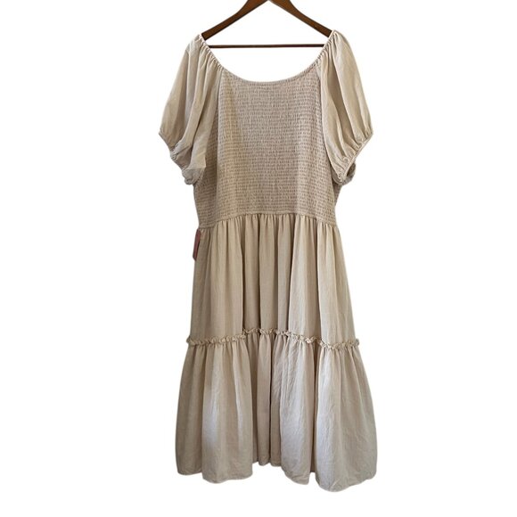 Ivy City NEW Sienna Smocked Tiered Maxi Dress In Cream Size 3X - Picture 7 of 14